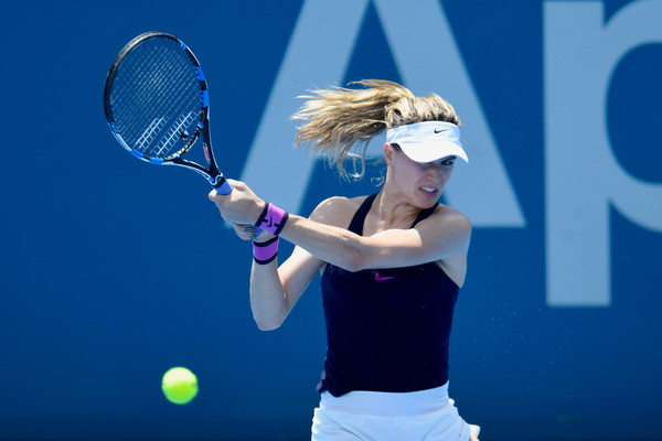 Eugenie Bouchard hits a backhand during her second-round match against Dominika Cibulkova at the 2017 Apia International Sydney. | Photo: Brett Hemmings/Getty Images