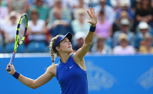 Eugenie Bouchard setting up for a drive-volley. | Photo: Steve Bardens/Getty Images