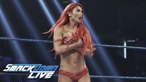 Eva Marie suffered a wardrobe malfunction and was unable to compete last week (image: dailywrestlingnews.com)