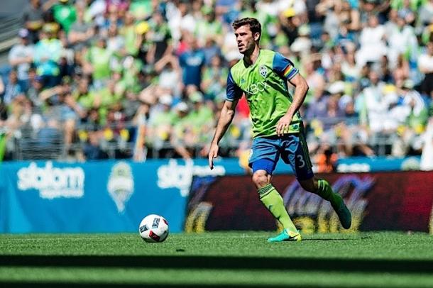 Seattle Sounders captain Brad Evans in action against New York City FC | soundersfc.com