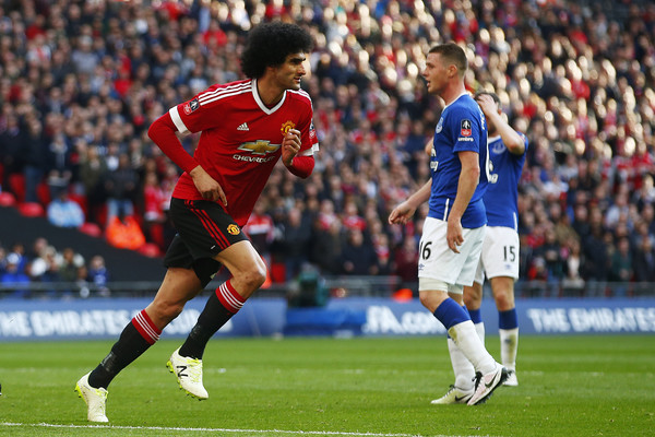 Fellaini opened the scoring for the Reds in the FA Cup semi-final against Everton | Photo: Getty Images