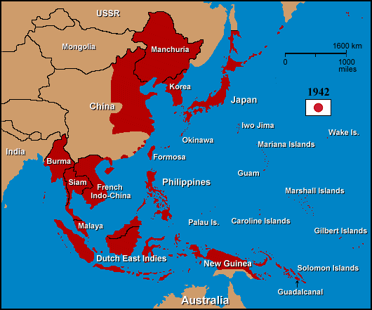 Expansión japonesa en 1942. Fuente: Maps Japan