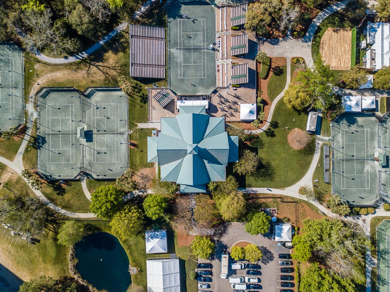 An aerial view of LTP Daniel Island, the base of the Volvo Car Open. Photo: Volvo Car Open