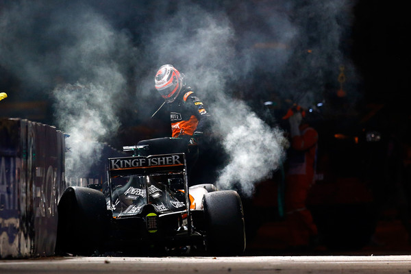 Hulkenberg abandona su Force India después de su accidente. Foto de zimbio.com / Getty Images AsiaPac