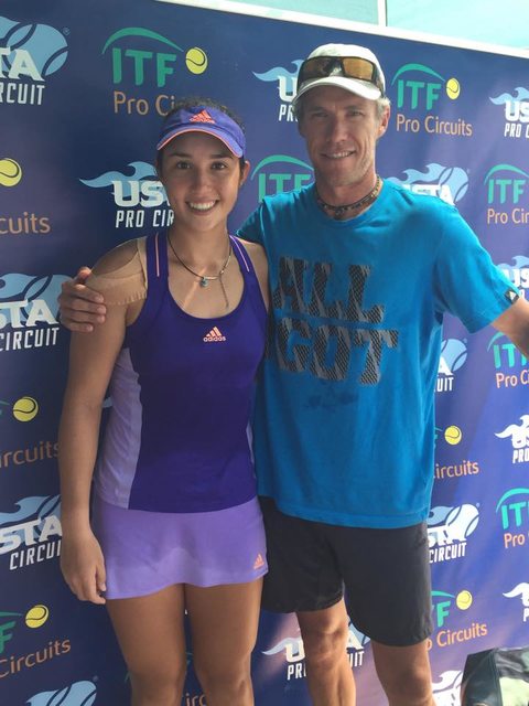 Louisa Chirico and Jay Gooding pose for a picture after Chirico earned the 2015 USTA French Open Wild Card. | Photo: USTA