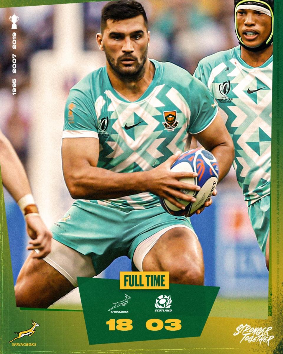 Summary and trials of South Africa 18-3 Scotland in Rugby World Cup 2023 09/10/2023