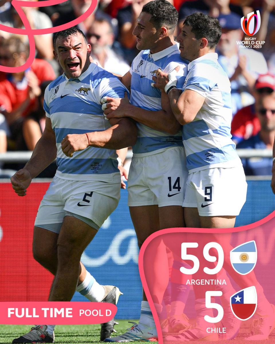 Higlights and trials of Argentina 59-5 Chile in the 2023 Rugby World Cup 09/30/2023