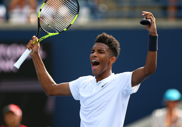 Félix Auger-Aliassime scored his first tour-level victory on home soil a couple of hours before Shapovalov's win. Photo: Getty Images