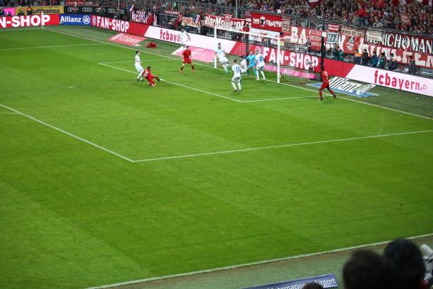 Bayern were denied by the woodwork on a regular basis. | Image credit: FC Bayern Munich EN Twitter