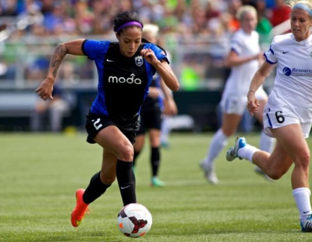 Sydney Leroux during the 2014 NWSL Championship game | Photo by Craig Mitchelldyer