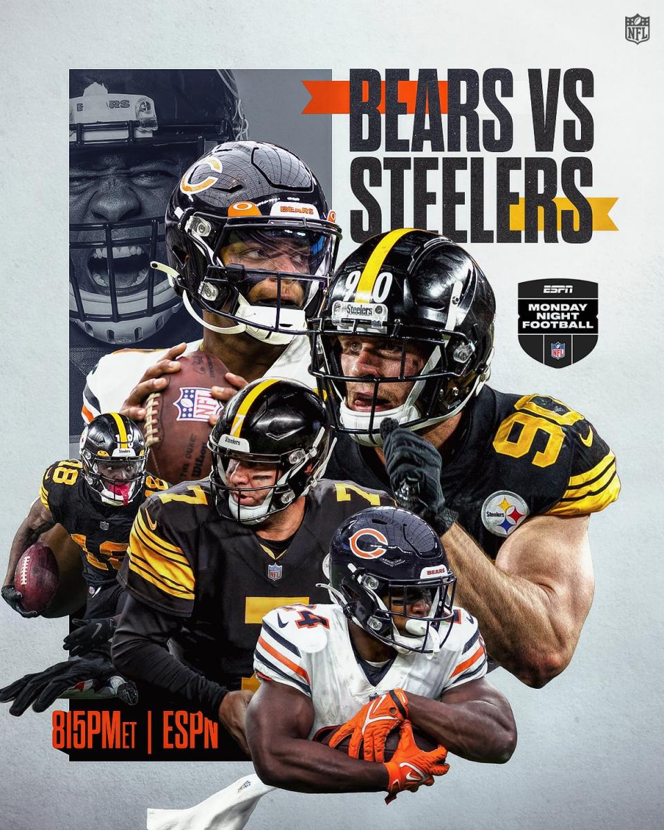 What channel is the Bears vs. Steelers Monday Night Football game