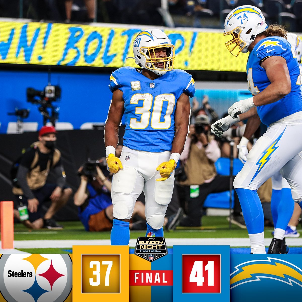 Chargers Final Score: Chargers 41, Steelers 37 - Bolts From The Blue