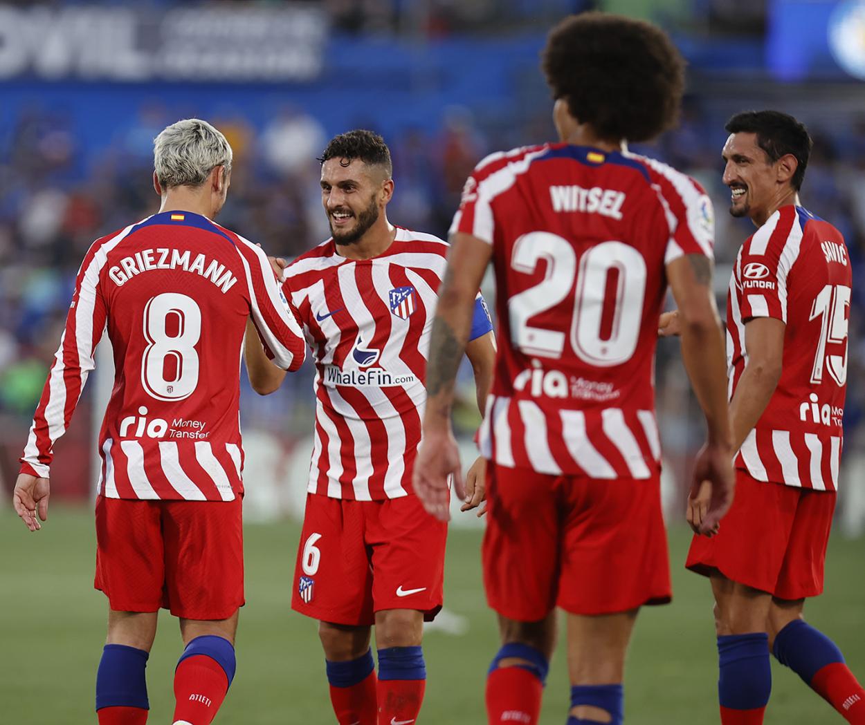 Parte del equipo en la celebración del último gol. Perfil oficial del Atlético de Madrid