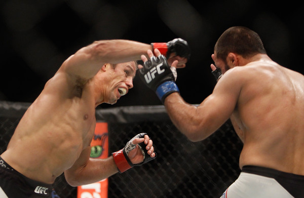 Faber had a tough couple of rounds against Cruz but fought on. Credit: Steve Marcus/Getty Images North America