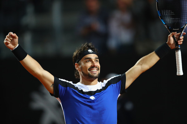 Fognini celebrates his memorable victory over Murray at the Italian Open in May (Photo: Michael Steele/Getty Images Europe)