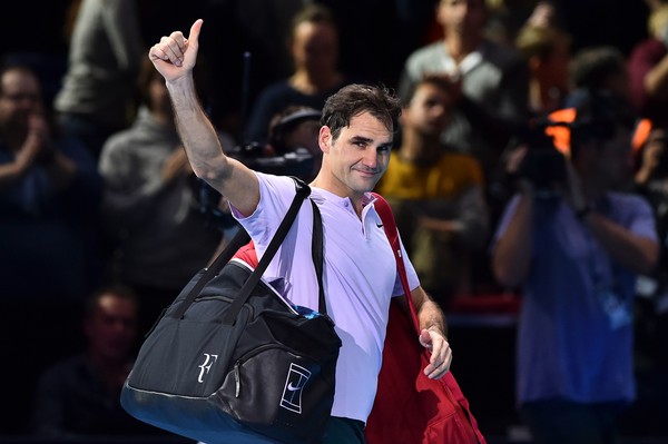 Federer salutes the crowd at the ATP Finals in London last November. Photo: AFP