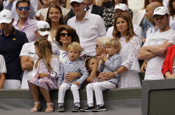 The Federer family during the 2017 Wimbledon final. Photo: PA