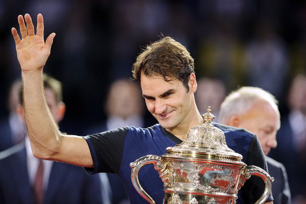 Federer waves after winning Basel back in 2015. Photo: Harold Cunningham/Getty Images