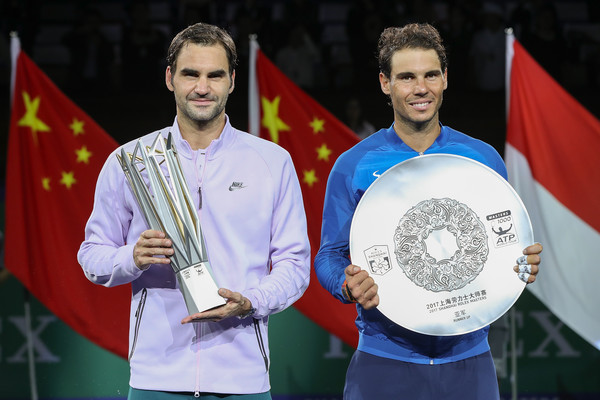 Federer (left) beat Nadal (right) in the Shanghai final last year. Photo: Lintao Zhang/Getty Images