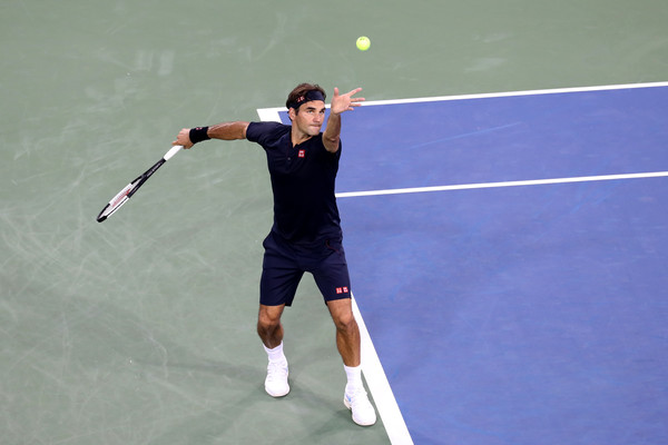 Roger Federer's serve gradually improved throughout his opening match. Photo: Rob Carr/Getty Images