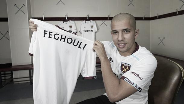 Above: Sofiane Feghouli been unveiled as a West Ham United player | Photo: whufc.com