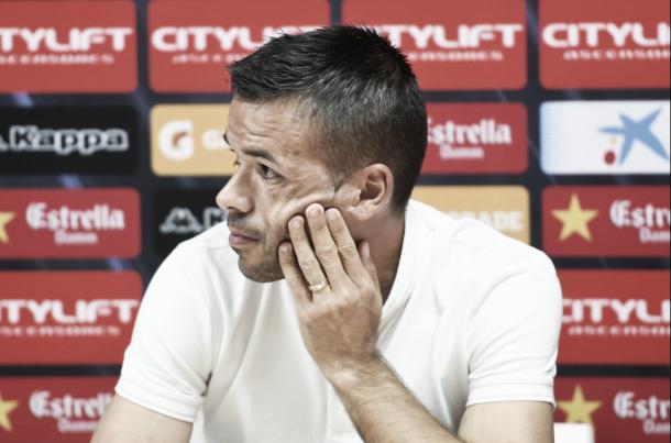 Felipe, en la rueda de prensa de su despedida. | Foto: Girona FC