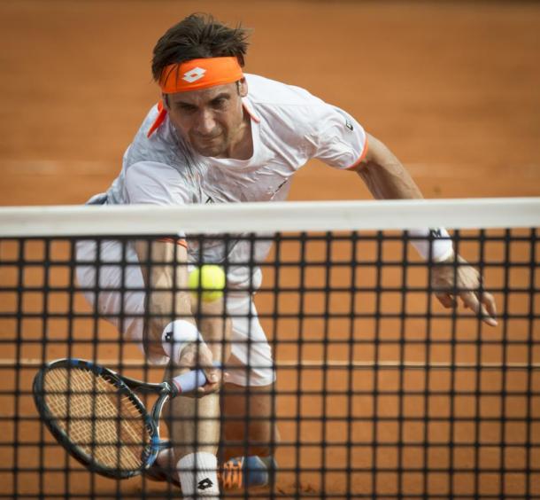 David Ferrer lunges for a forehand during his opening match. Photo: Argentina Open