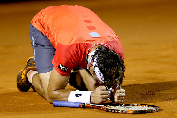 David Ferrer collapses with joy after claiming the Rio Open title in 2015 (Photo: Getty Images)