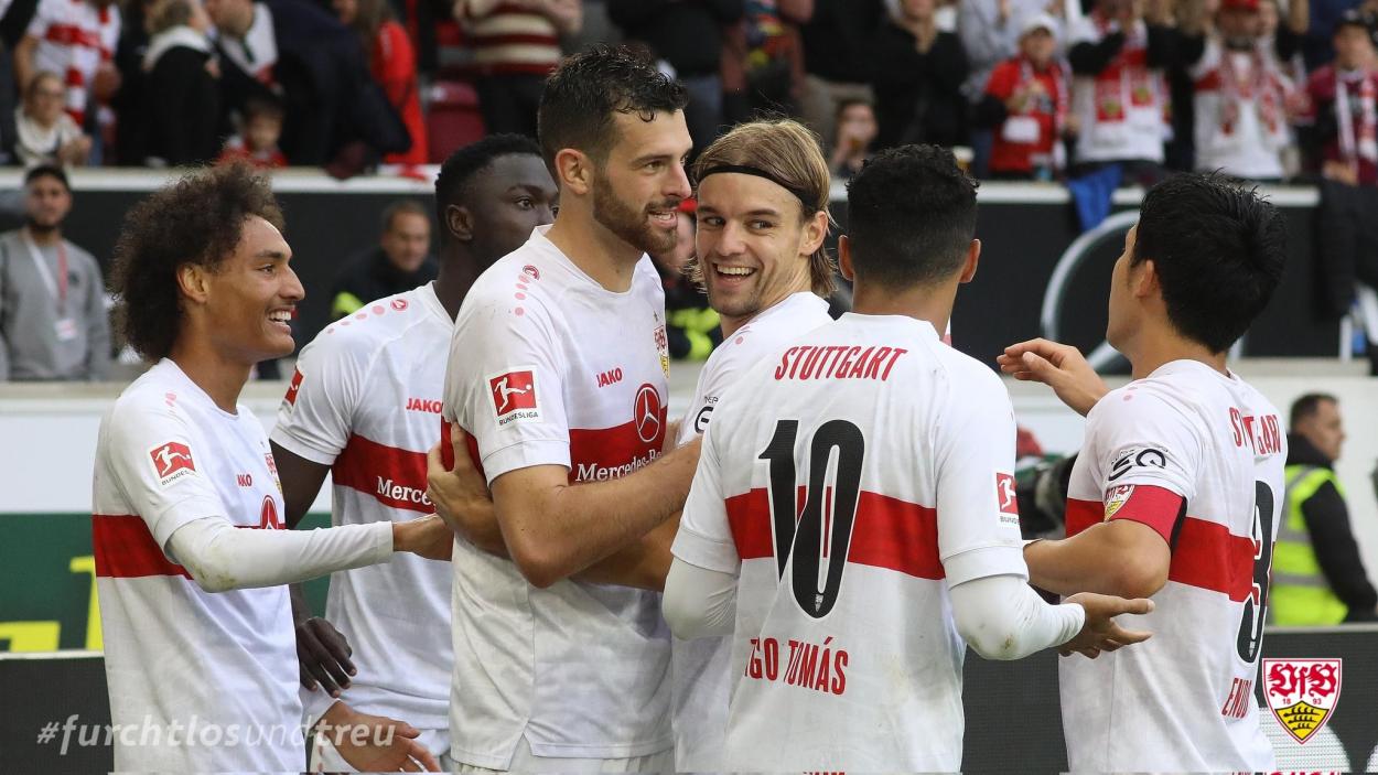 Futbolistas del Stuttgart celebrando uno de sus goles / Fuente: Stuttgart