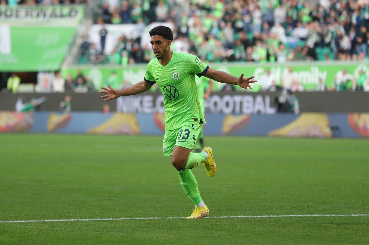 Omar Marmoush celebrando el gol del empate / Fuente: Wolfsburgo