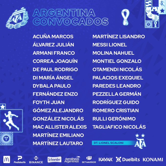 Hermanos convocados: confira lista da Argentina para a Copa do