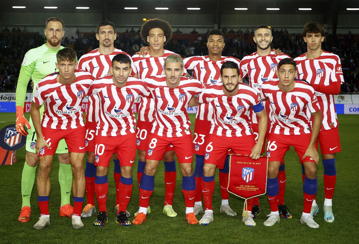 Once titular del Atlético de Madrid en el partido de copa frente al Almazán. Foto: @Atleti