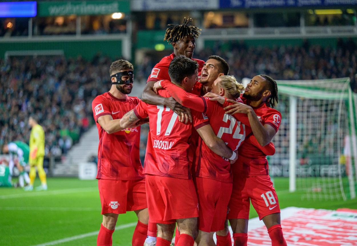 Celebración del gol de la victoria / Fuente: RB Leipzig