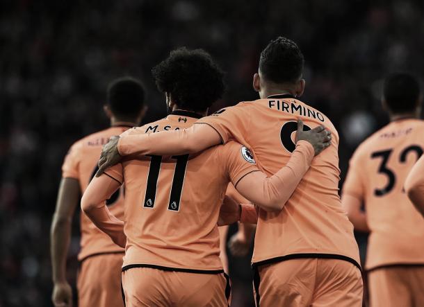 Salah y Firmino, la dupla letal de Liverpool. Foto: Liverpool.
