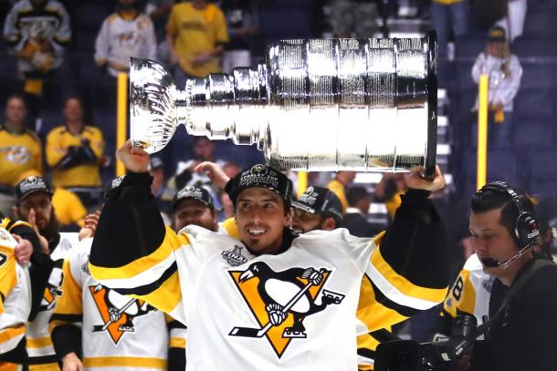 Marc Andre-Fleury hopes to be holding the Cup again but in a Vegas uniform. (Photo:Frederick Breedon/Getty Images)