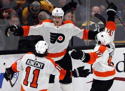 Travis Sanheim scores big goal in OT | (Photo: AP Photo/Elise Amendola)