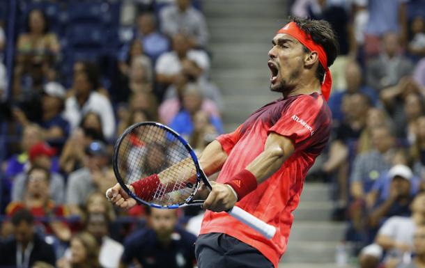 Fabio Fognini celebrates his victory over Nadal at the 2015 US Open (Photo: USATSI)