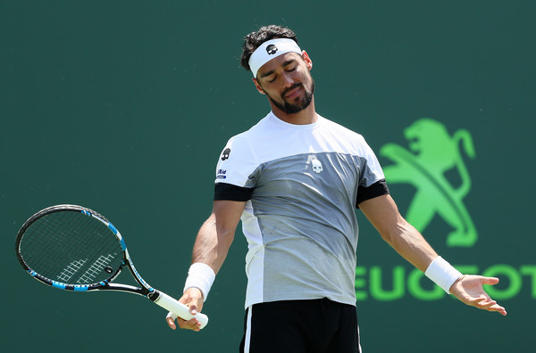 Fabio Fognini reacts to losing a point during his semifinal loss. Photo: Al Bello/Getty Images