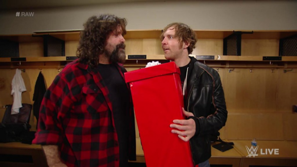 Mick Foley give Dean Ambrose a "gift" a few weeks before Ambrose's match with Brock Lesnar at WrestleMania / 411mania