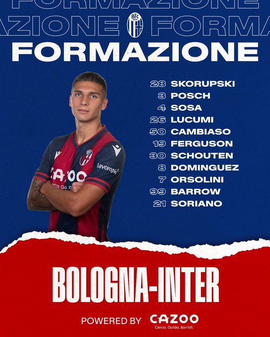 Internazionale x Bologna: placar ao vivo, escalações, lances, gols