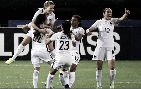 France celebrate a goal against the United States (Photo: Getty/Rob Carr)