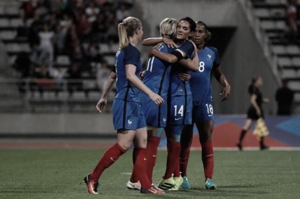 France at Charlety Stadium in Paris after scoring a penalty against China | Thomas Samson - Getty Images