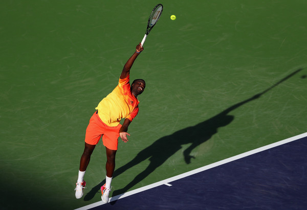Tiafoe in action serving against Fritz. (Source: Julian Finney/Getty Images North America)