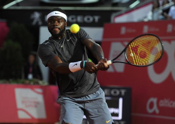 Frances Tiafoe survived a roller-coaster kind of match against Yoshihito Nishioka. (Photo by Millennium Estoril Open)