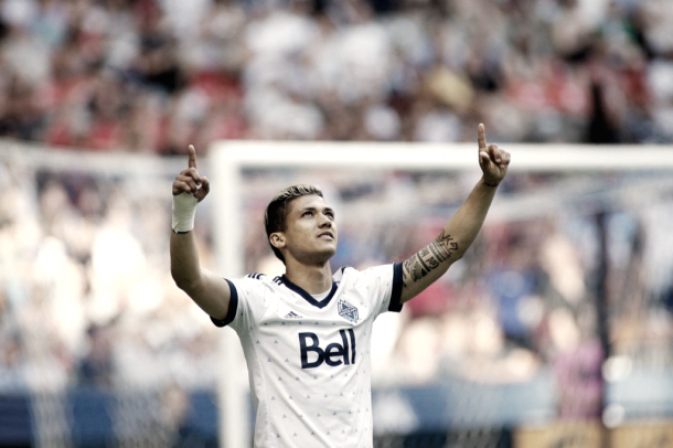 Fredy Montero celebrates the first goal of the night. | Photo: Vancouver Whitecaps