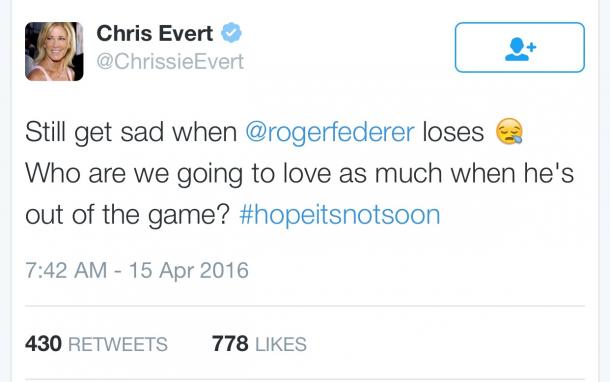 Chris Evert's comments on Roger Federer | Photo: Chris Evert Twitter