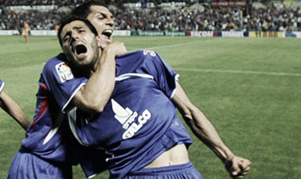 Güiza y Casquero celebraban uno de los goles frente al Barcelona | Fuente: LaLiga