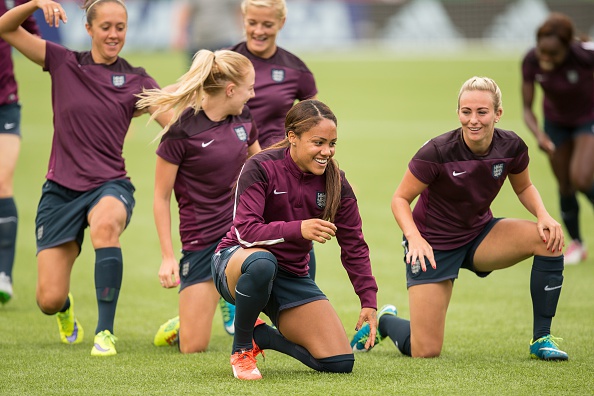 Business as usual for the Lionesses in Canada as they trained ahead of their final game against Germany (Photo credit: Geoff Robbins/Stringer)