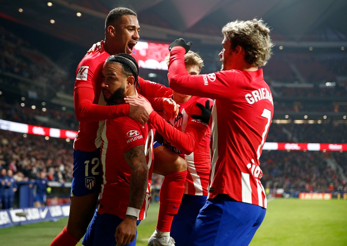 Los jugadores del Atlético de Madrid celebrando un gol. | Foto: Atlético de Madrid on X.