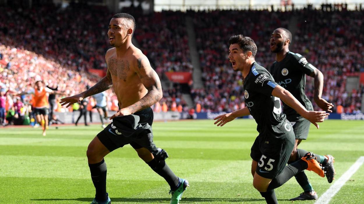Celebración de Gabriel Jesus en St Mary's el 2018. Foto: Premier League